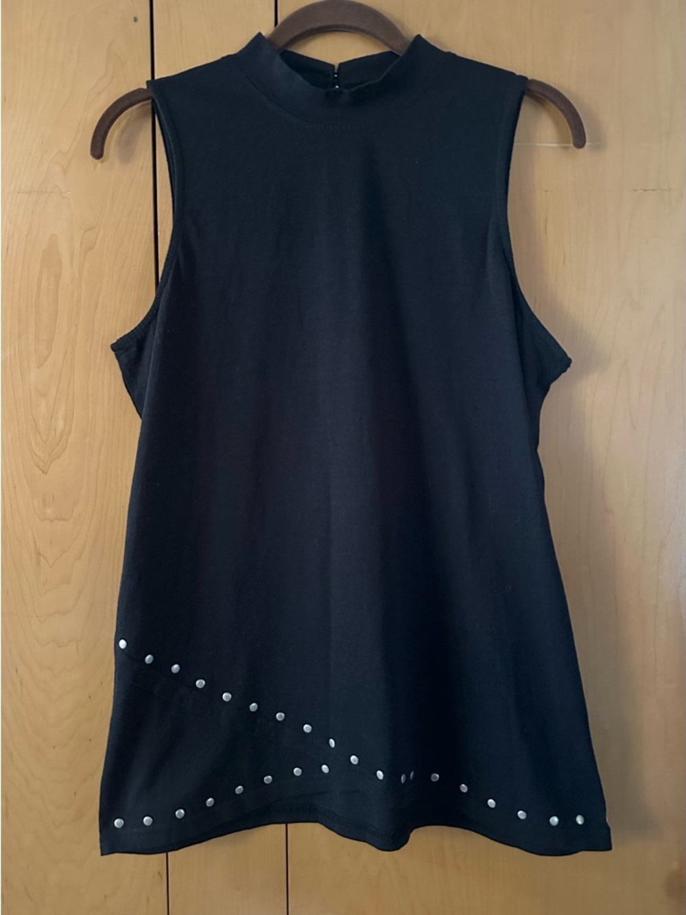 Panhandle Western Black Studded Mock Neck Tank Top Tulip Hem - Size M